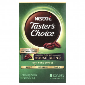 Nescafé, Taster's Choice®, растворимый кофе, домашняя смесь, легкая/средняя обжарка, без кофеина, 5 пакетиков по 3 г (0,1 унции) (Товар снят с продажи) в Москве - eco-herb.ru | изображение Nescafé, Taster's Choice®, растворимый кофе, домашняя смесь, легкая/средняя обжарка, без кофеина, 5 пакетиков по 3 г (0,1 унции) (Товар снят с продажи) в Москве - eco-herb.ru | фото