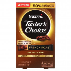 Nescafé, Тэйстерс Чойс, Растворимый Кофе, Френч Роаст, 5 пакетиков, 0.1 унций (3 гр) каждый (Товар снят с продажи) в Москве - eco-herb.ru | фото
