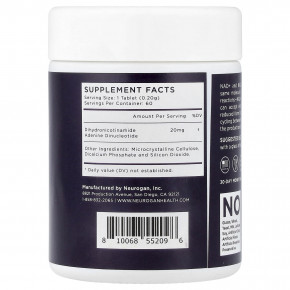 Neurogan Health, NADH, 20 мг, 60 таблеток, 18 г (0,63 унции) в Москве - eco-herb.ru | фото