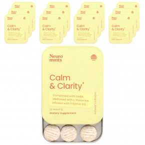 NeuroGum, NeuroMints, спокойствие и ясность, с медом и лимоном, 12 пакетиков по 12 шт. - описание | фото