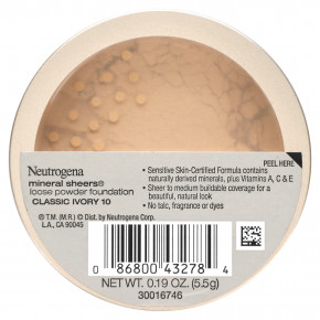 Neutrogena, Mineral Sheers, тональная пудра, классическая слоновая кость 10, 5,5 г (0,19 унции) в Москве - eco-herb.ru | фото