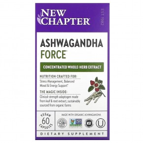 New Chapter, Ashwagandha Force`` 60 веганских капсул в Москве - eco-herb.ru | фото