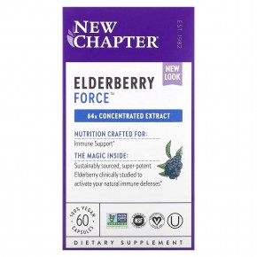 New Chapter, Elderberry Force, 60 веганских капсул в Москве - eco-herb.ru | фото