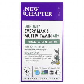 New Chapter, Every Man, ежедневная мультивитаминная добавка для мужчин старше 40 лет, 48 вегетарианских таблеток - описание