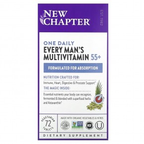 New Chapter, Every Man's One Daily, мультивитамины для 55+, 72 вегетарианские таблетки в Москве - eco-herb.ru | фото