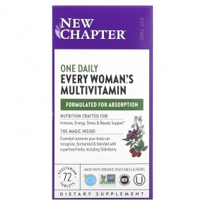 New Chapter, Every Woman's One Daily Multivitamin, 72 вегетарианские таблетки - описание