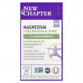 New Chapter, Magnesium + Selenium & Zinc, 30 Vegan Tablets - описание | фото