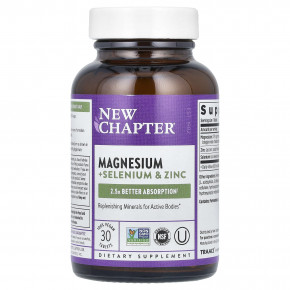 New Chapter, Magnesium + Selenium & Zinc, 30 Vegan Tablets в Москве - eco-herb.ru | фото