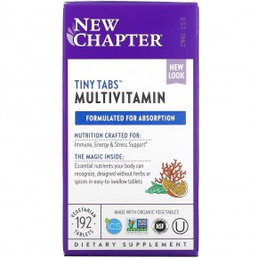 New Chapter, Multivitamin Tiny Tabs, полный витаминный комплекс на основе цельных продуктов, 192 вегетарианских таблетки в Москве - eco-herb.ru | фото