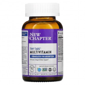 New Chapter, Multivitamin Tiny Tabs, полный витаминный комплекс на основе цельных продуктов, 192 вегетарианских таблетки в Москве - eco-herb.ru | фото