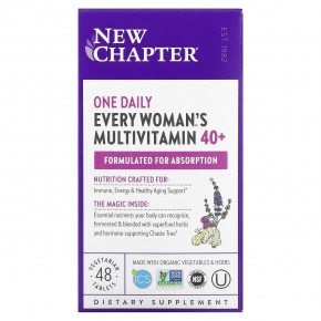 New Chapter, Мультивитамины Every Woman для женщин старше 40 лет, один прием в день, 48 вегетарианских таблеток - описание