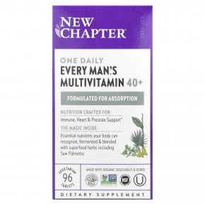 New Chapter, One Daily Every Man's Multivitamin 40+, 96 вегетарианских таблеток - описание | фото