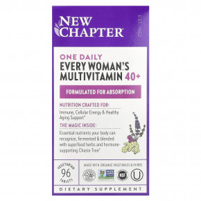 New Chapter, One Daily Every Woman's Multivitamin™ 40+, мультивитамины для женщин старше 40 лет, 96 вегетарианских таблеток - описание | фото