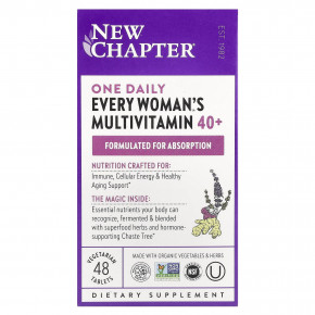 New Chapter, One Daily, мультивитамины Every Woman's ™ 40+, 48 вегетарианских таблеток - описание | фото