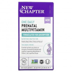 New Chapter, One Daily Prenatal Multivitamin, мультивитаминный комплекс для беременных, 90 вегетарианских таблеток в Москве - eco-herb.ru | фото