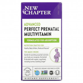 New Chapter, Advanced Perfect Prenatal ™, мультивитамины, 270 вегетарианских таблеток - описание | фото