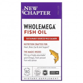 New Chapter, рыбий жир Wholemega, 180 мягких таблеток - описание