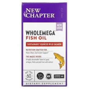 New Chapter, Рыбий жир Wholemega, 60 мягких таблеток - описание
