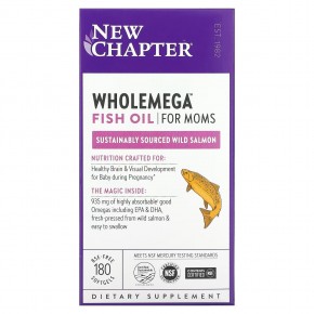 New Chapter, Рыбий жир Wholemega для мам, 180 капсул - описание
