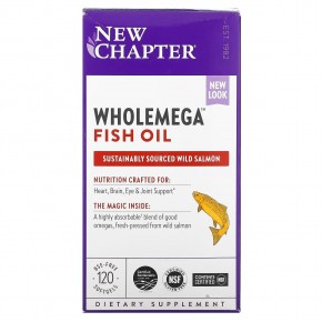 New Chapter, Wholemega, рыбий жир, 120 мягких таблеток - описание
