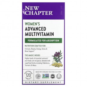 New Chapter, улучшенный мультивитаминный комплекс для женщин, 120 вегетарианских таблеток - описание
