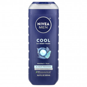 Nivea, Для мужчин, прохладный гель для душа 3 в 1, с ментолом и юдзу, 500 мл (16,9 жидк. Унции) - описание | фото