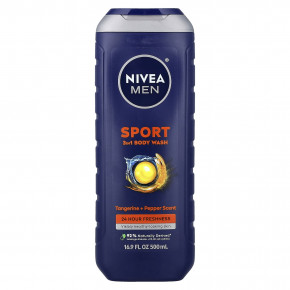 Nivea, Men, Sport, гель для душа 3 в 1, мандарин и перец, 500 мл (16,9 жидк. унции) - описание | фото