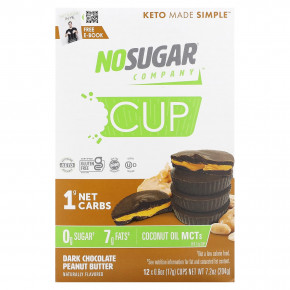 No Sugar Company, Cup, темный шоколад с арахисовой пастой, 12 шт. по 17 г (0,6 унции) - описание