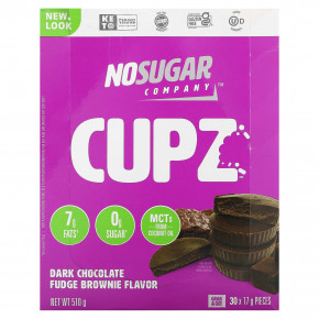 No Sugar Company, Cupz, брауни с помадкой из темного шоколада, 30 шт. по 17 г (0,6 унции) в Москве - eco-herb.ru | фото