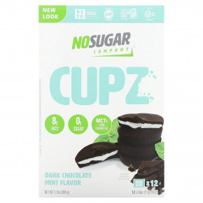 No Sugar Company, Cupz, темный шоколад с мятой, 12 чашек, 17 г (0,6 унции) - описание | фото