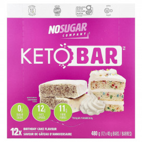 No Sugar Company, Keto Bar ™, праздничный торт, 12 батончиков, по 40 г в Москве - eco-herb.ru | фото