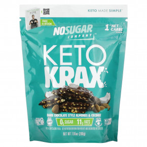 No Sugar Company, Keto Krax, темный шоколад с миндалем и кокосом, 200 г (7,05 унции) - описание