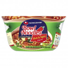 Nongshim, Bowl Noodles, лапша рамьюн со смесью для супа, острая и пряная, 86 г (3,03 унции) - описание | фото