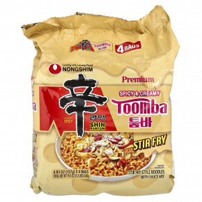 Nongshim, Премиум Shin Ramyun, тоомба, пряный и сливочный, 4 пакетика по 137 г (4,83 унции) - описание | фото