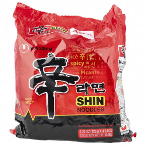 Nongshim, Shin Noodles, Gourmet Spicy, 4 пакетика по 120 г (4,23 унции) - описание | фото