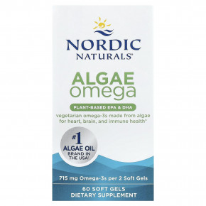 Nordic Naturals, Algae Omega, 60 мягких таблеток (357,5 мг в мягком геле) - описание | фото