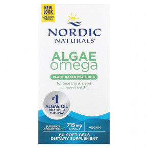 Nordic Naturals, Algae Omega, жирные водоросли, 715 мг, 60 капсул (357,5 мг в 1 капсуле) в Москве - eco-herb.ru | фото