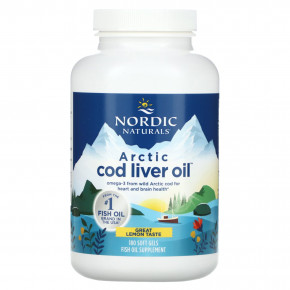 Nordic Naturals, Arctic Cod Liver Oil, жир печени арктической трески, со вкусом лимона, 180 капсул в Москве - eco-herb.ru | фото