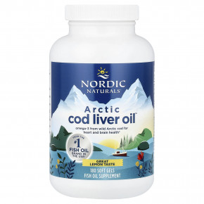 Nordic Naturals, Arctic Cod Liver Oil™, жир из печени арктической трески, лимон, 180 капсул в Москве - eco-herb.ru | фото