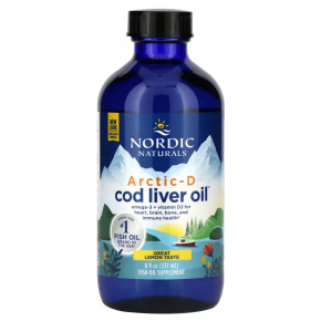 Nordic Naturals, Arctic-D Cod Liver Oil, масло печени арктической трески, со вкусом лимона, 237 мл (8 жидк. унций) в Москве - eco-herb.ru | фото