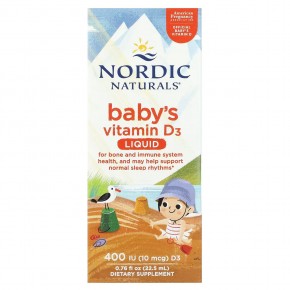 Nordic Naturals, Детский витамин D3, жидкий, 10 мкг (400 МЕ), 22,5 мл (0,76 жидк. унц.) в Москве - eco-herb.ru | фото