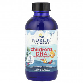 Nordic Naturals, Children's DHA, ДГК для детей от 1 до 6 лет, со вкусом клубники, 530 мг, 119 мл (4 жидк. унции) (530 мг в 1/2 ч. л.) в Москве - eco-herb.ru | фото