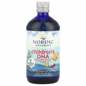 Nordic Naturals, Children's DHA™, ДГК для детей от 1 года, с клубничным вкусом, 530 мг, 473 мл (16 жидк. унций) - описание | фото