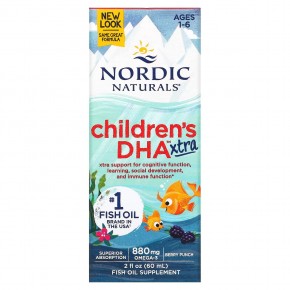 Nordic Naturals, Children's DHA Xtra, для детей возрастом 1–6 лет, вкус ягодного пунша, 880 мг, 60 мл (2 жидк. унции) в Москве - eco-herb.ru | фото