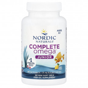 Nordic Naturals, Complete Omega™ Junior, для детей от 6 лет, со вкусом лимона, 90 миникапсул в Москве - eco-herb.ru | фото
