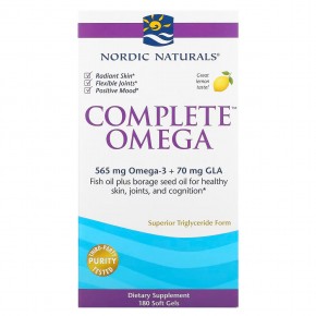 Nordic Naturals, Complete Omega, лимонный вкус, 1000 мг, 180 гелевых капсул - описание