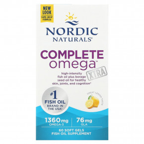 Nordic Naturals, Complete Omega Xtra, со вкусом лимона, 1360 мг, 60 капсул (680 мг в 1 капсуле) - описание | фото