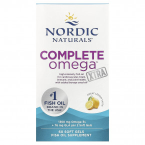Nordic Naturals, Complete Omega Xtra, со вкусом лимона, 60 капсул (680 мг в 1 капсуле) - описание | фото