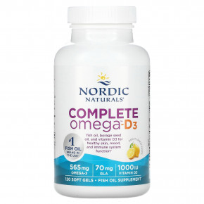 Nordic Naturals, Complete Omega-D3, со вкусом лимона, 565 мг, 120 капсул в Москве - eco-herb.ru | фото