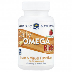 Nordic Naturals, Daily Omega Kids™, омега-кислоты для детей, с натуральным фруктовым вкусом, 30 капсул - описание | фото